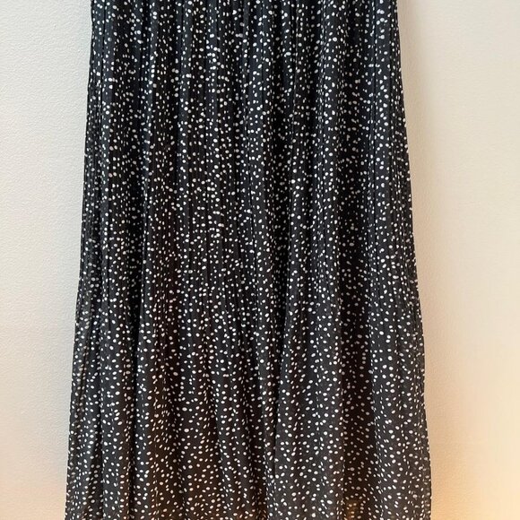 Flowy Black & White Polka Dot Midi Skirt - Picture 5 of 5